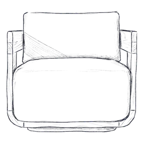 Pencil drawing of the sled-base lounge chair from the front
